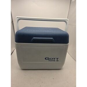 VTG Gott Tote 6 Light Blue & White Personal Mini Cooler Nice Condition SEE NOTES